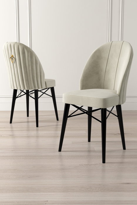 Hanah Home Ritim Juego de 6 Sillas Crema y Negro